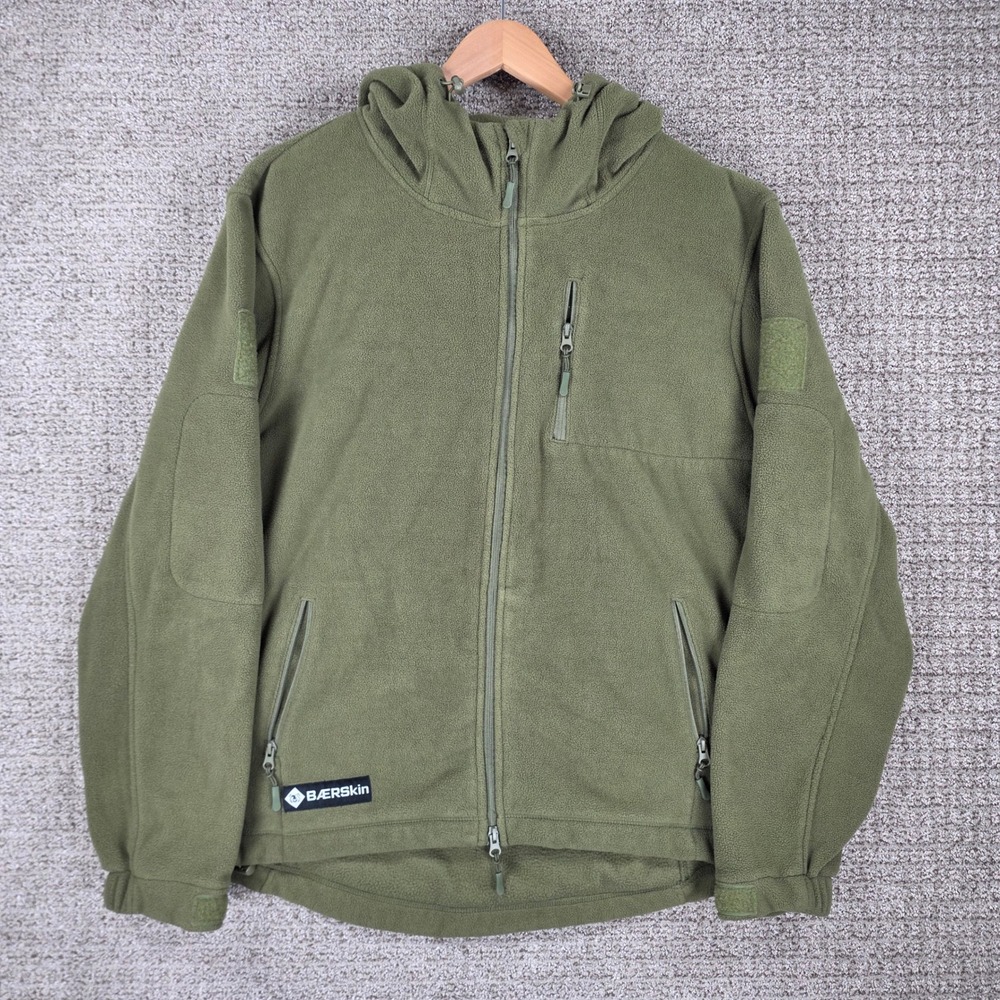 Baerskin Tactical Hoodie Fleece Jacket Mens XL Green Full Zip Outdoor Hooded